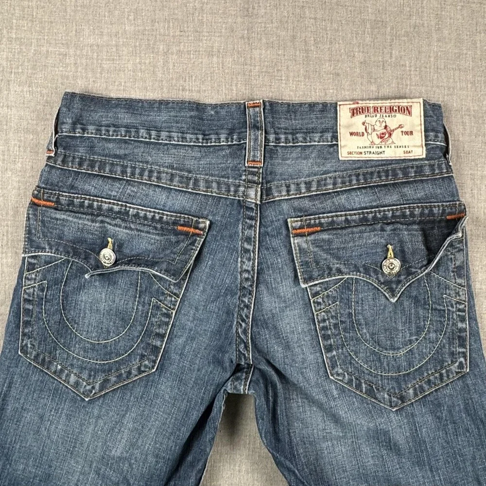 True Religion Section Straight Jeans Mens 33x33 Blue Straight Leg Flap Pocket